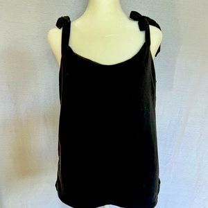 J Crew bow tank top with shoulder ties, black, size M.